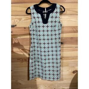 Talbots Geometric Print Linen Blend Sheath Dress, size 6P